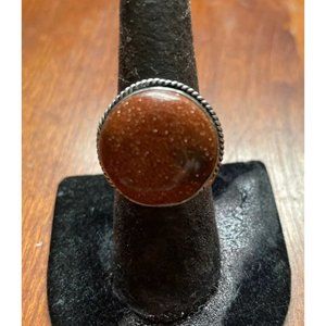 Sterling Bezel Set Sunstone Ring 7.5